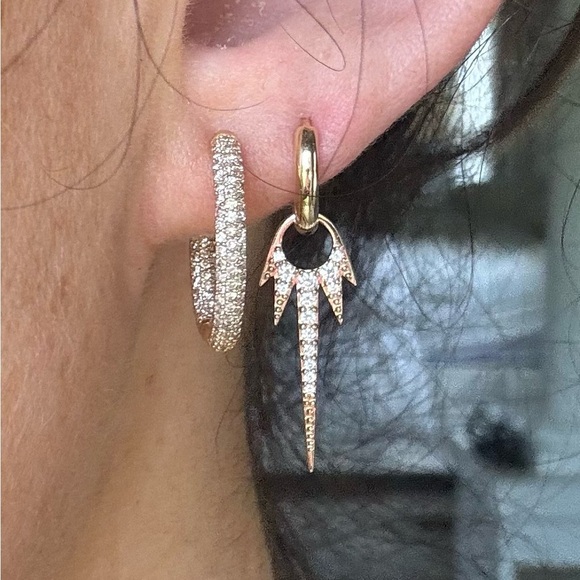 14k Gold and Diamind Inside Out Hoops - Picture 1 of 6